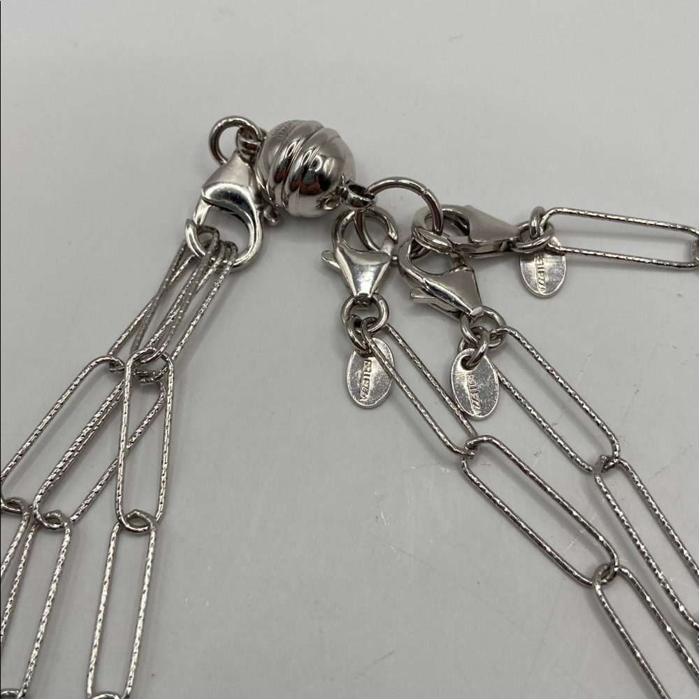 Bellezza Bronze 3 Strand Paperclip Elongated Link Necklace 
Silver - Picture 5 of 12